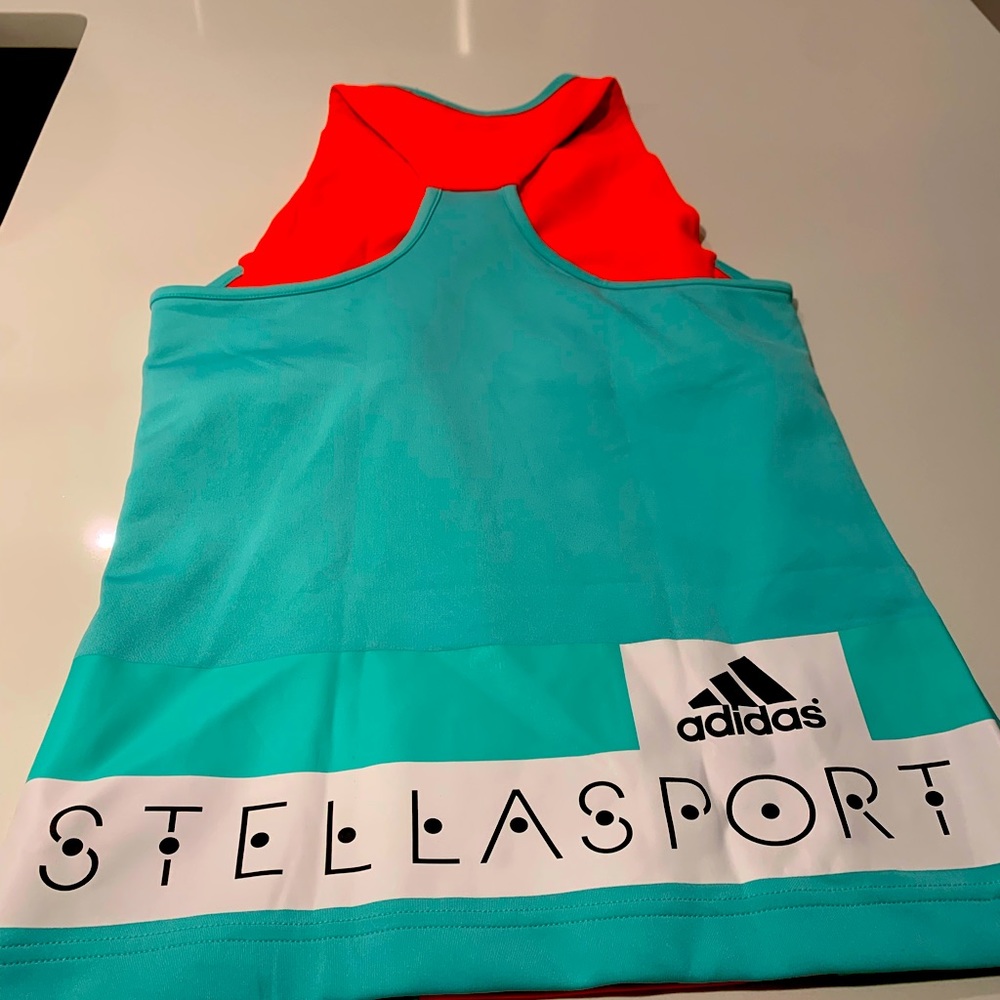 Adidas by Stella McCartney Turquoise and Red Tank Top